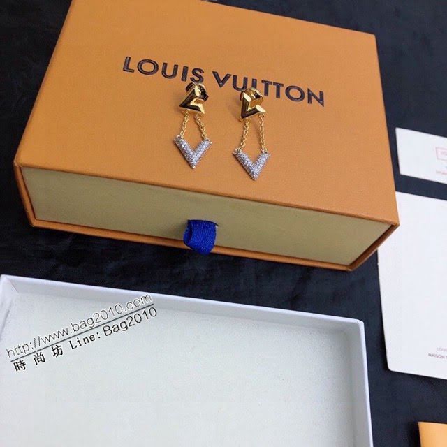 Louis Vuitton新款飾品 路易威登字母v耳釘 LV鏈條耳環  zglv1912